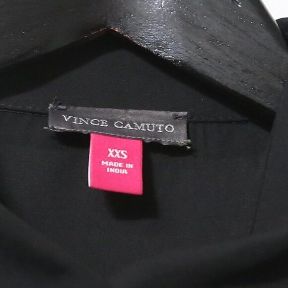 VINCE CAMUTO Holiday Peplum Button Down Stencil Blouse in Rich Black - Picture 5 of 9